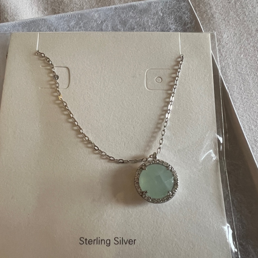 NWT Charlene K Aqua Chalcedony Delicate Pendant Necklace Sterling Silver New